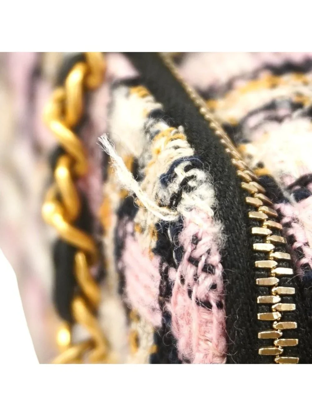 Chanel Shoulder Bag Tweed Multicolor Gold